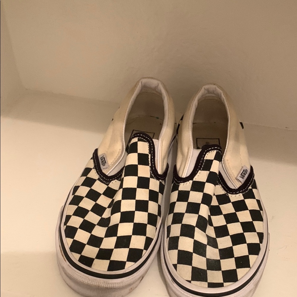 Vans Black and White Checkerboard Slip-On Sneakers - Picture 3 of 8